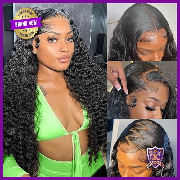 36 Inch Deep Wave Lace Front Wig Human Hair 200% Density Glueless main image 5